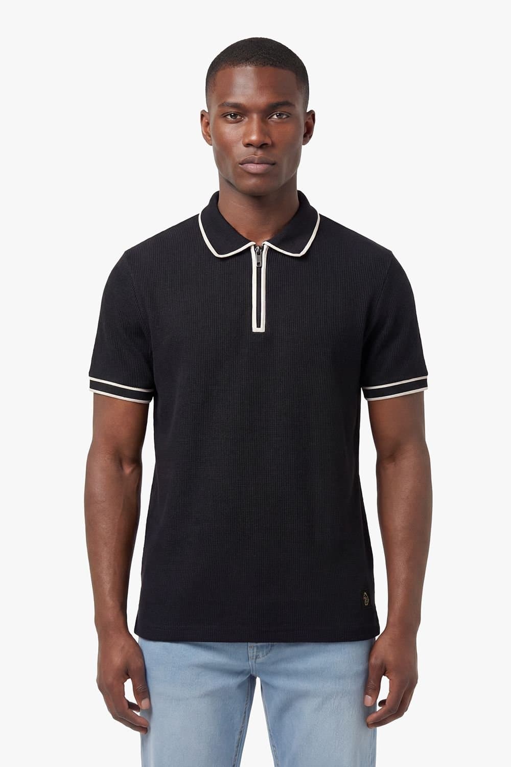 Luke 1977 Luke 1977 Men's Vesuvius Zip Neck Waffle Polo in Black