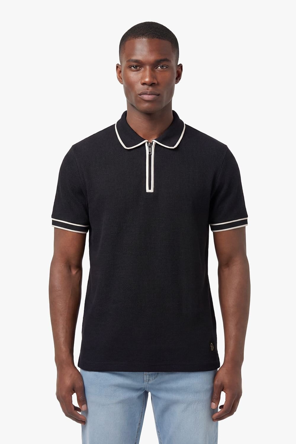 Luke 1977 Luke 1977 Men's Vesuvius Zip Neck Waffle Polo in Black - 1