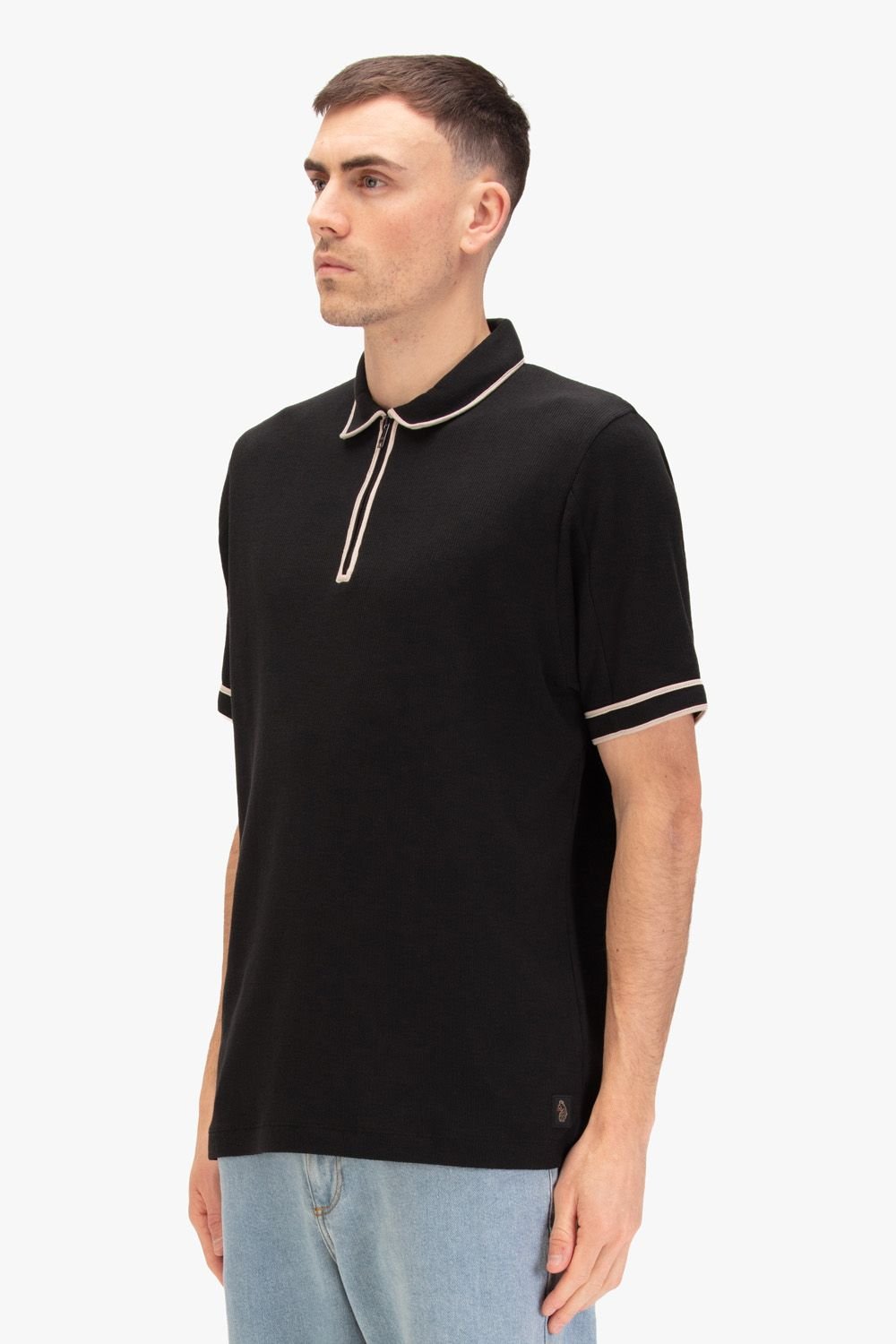 Luke 1977 Luke 1977 Men's Vesuvius Zip Neck Waffle Polo in Black - 3