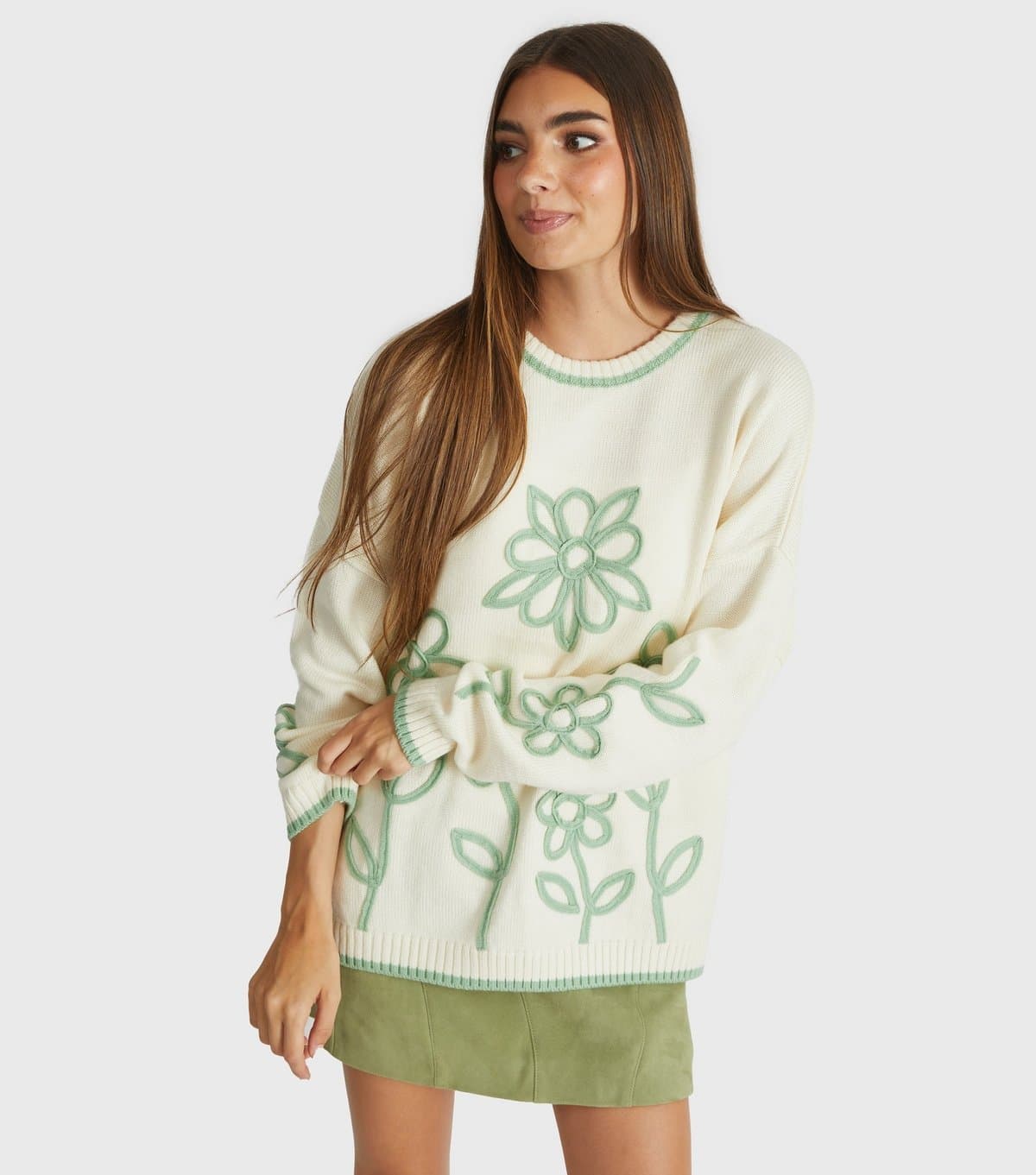 Skinnydip Women's Cream Floral Appliqué Jumper Skinnydip New Look