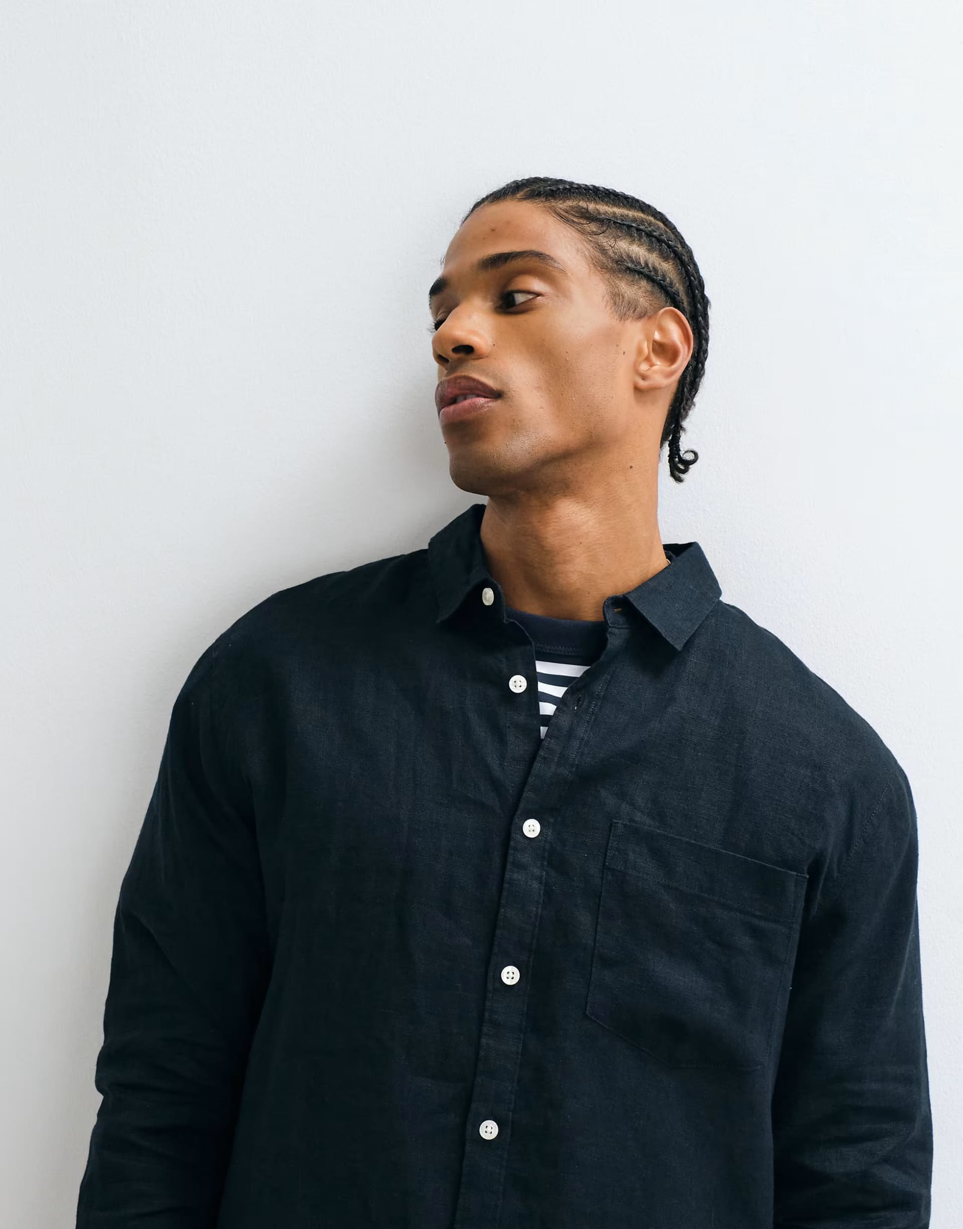 ASOS Black Linen Long Sleeve Shirt