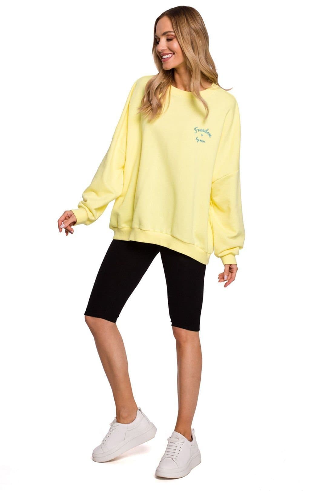 Love Lace Love Lace Yellow Oversized Sweatshirt with Logo Patch in Black