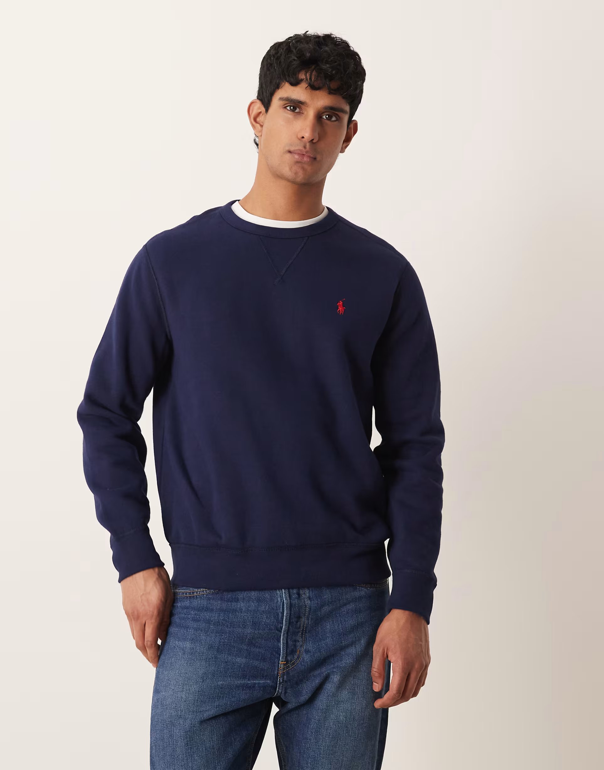 ASOS Polo Ralph Lauren icon logo crew neck sweatshirt in cruise navy - 1