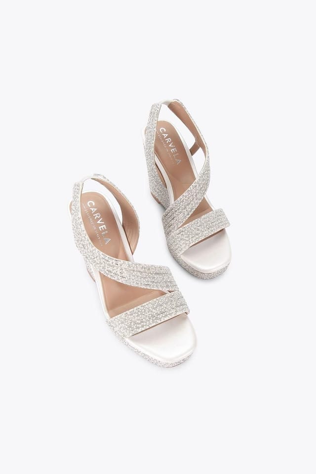 Carvela Carvela Women's 'Gala Wedge Jewel 110' Fabric Heels in White - 2