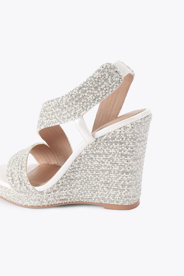 Carvela Carvela Women's 'Gala Wedge Jewel 110' Fabric Heels in White - 3