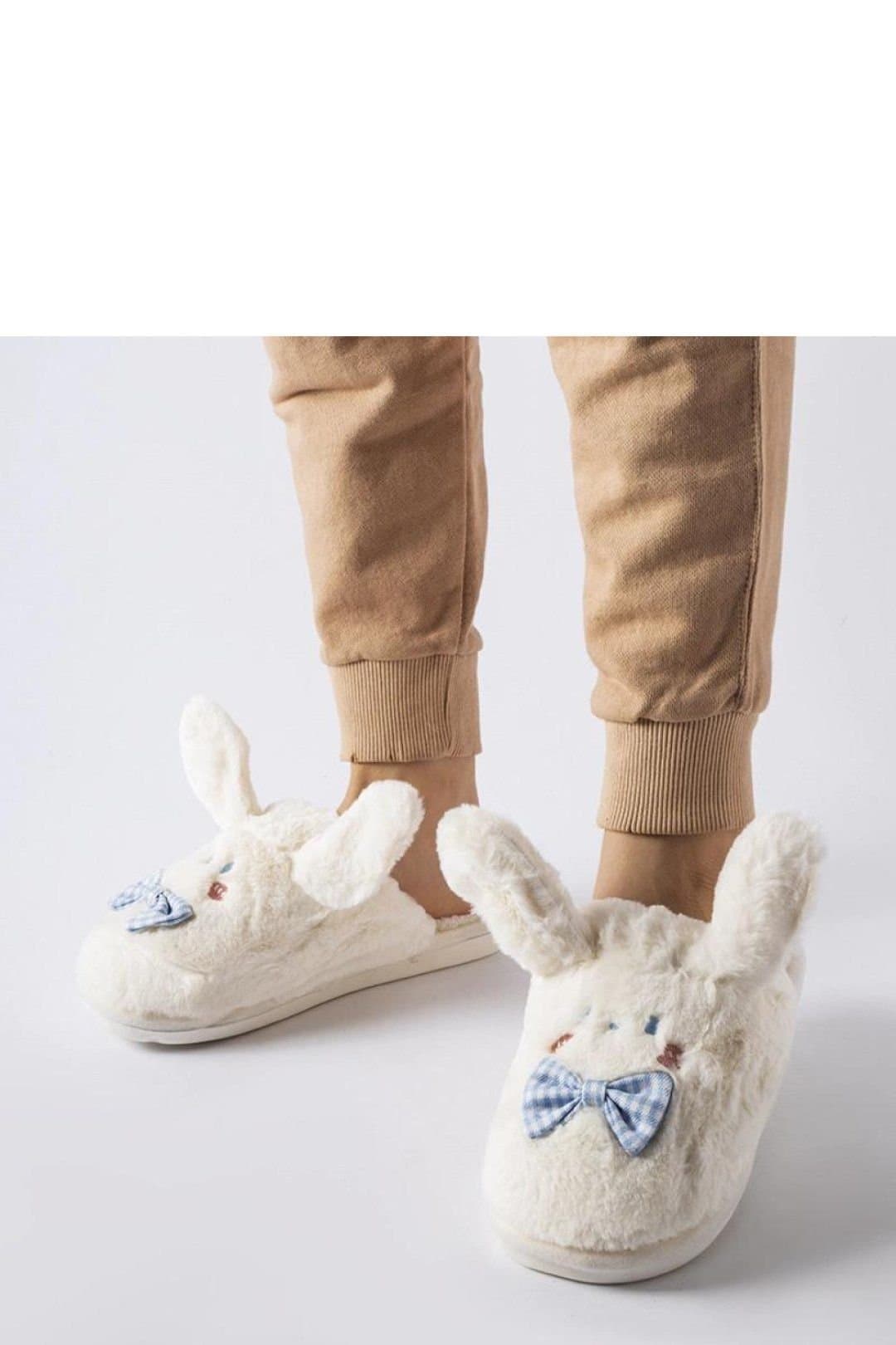 Love Lace Love Lace Women's Warm Insulated Bow & Ears Slippers with Low Sole Easy Fit in White