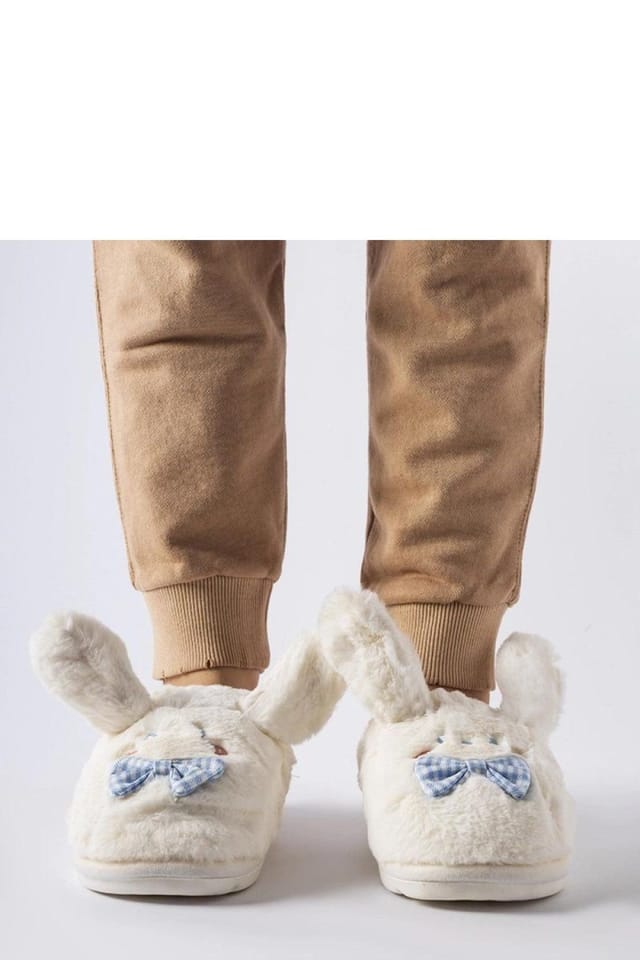 Love Lace Love Lace Women's Warm Insulated Bow & Ears Slippers with Low Sole Easy Fit in White - 2