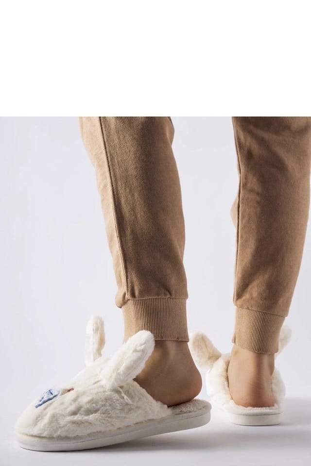 Love Lace Love Lace Women's Warm Insulated Bow & Ears Slippers with Low Sole Easy Fit in White - 3