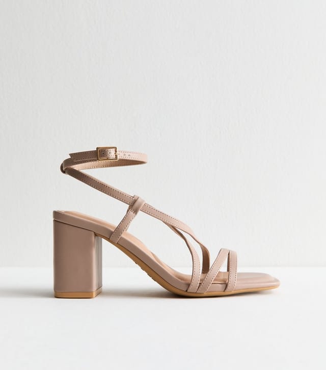 New Look Women's Light Brown Faux Leather Multi Strap Block Heel Sandals Vegan New Look - 2