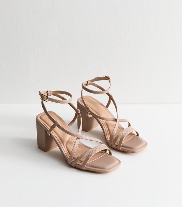 New Look Women's Light Brown Faux Leather Multi Strap Block Heel Sandals Vegan New Look - 3