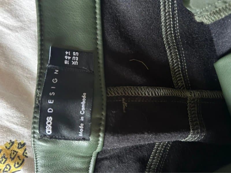 ASOS Khaki Green ASOS PU trousers