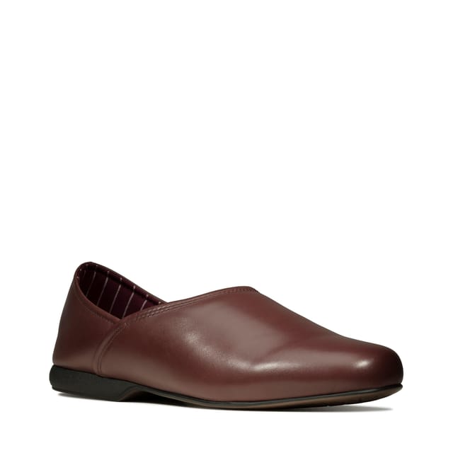 Clarks Clarks Men's Harston Elite Slipper Burgundy Leather Slip Ons, Slippers in Red - 2