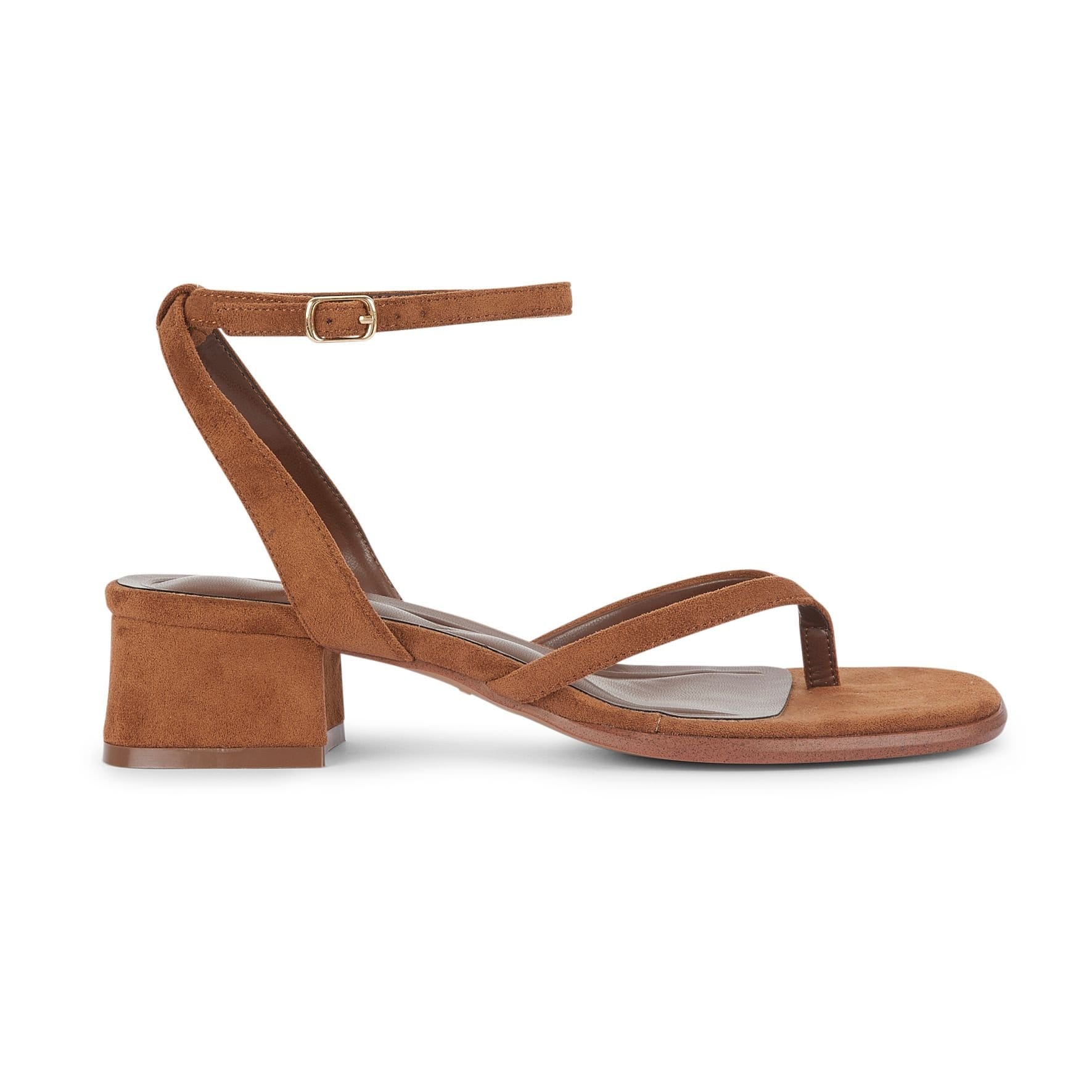 Truffle Collection Truffle Collection Women's Block Heel Open Toe Sandals Buckle Strap Polyurethane Summer Shoes in Tan - 4