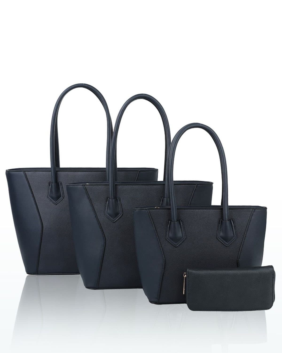 Fontanella Fashion Fontanella Fashion Women's Squisita Elegant 4in1 PU Leather Handbag x Tote bag with Purse in Navy
