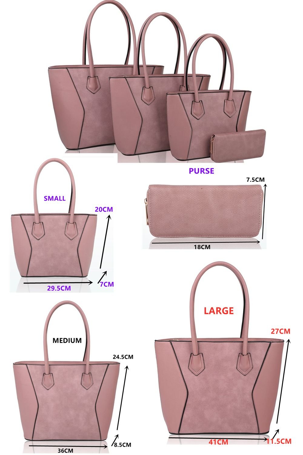 Fontanella Fashion Fontanella Fashion Women's Squisita Elegant 4in1 PU Leather Handbag x Tote bag with Purse in Navy - 2