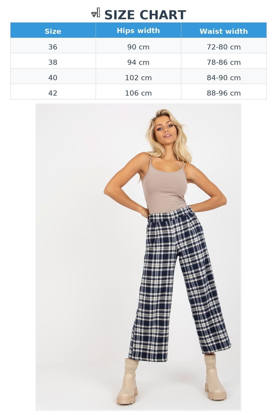 Love Lace Love Lace Women's Checkered Fabric Trousers with Covered Zipper in Blue - 4
