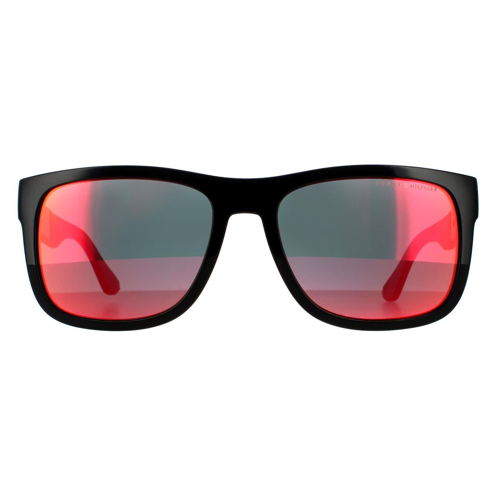 Tommy Hilfiger Tommy Hilfiger Men's Rectangle Black Red Mirror Sunglasses