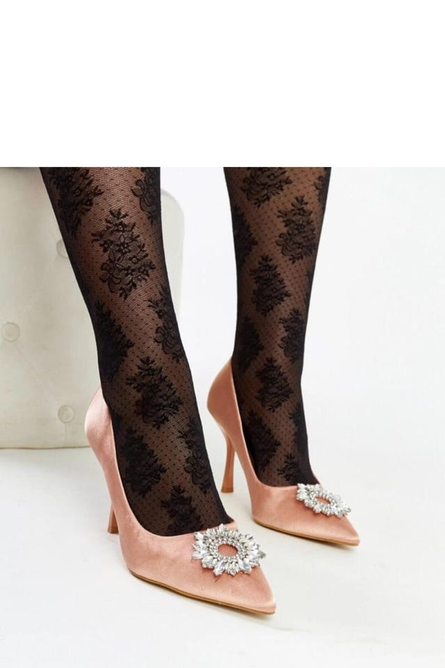 Love Lace Love Lace Women's Rhinestone Satin High Heel Pumps Pointed Toe Slip On Evening in Dusty Pink - 3
