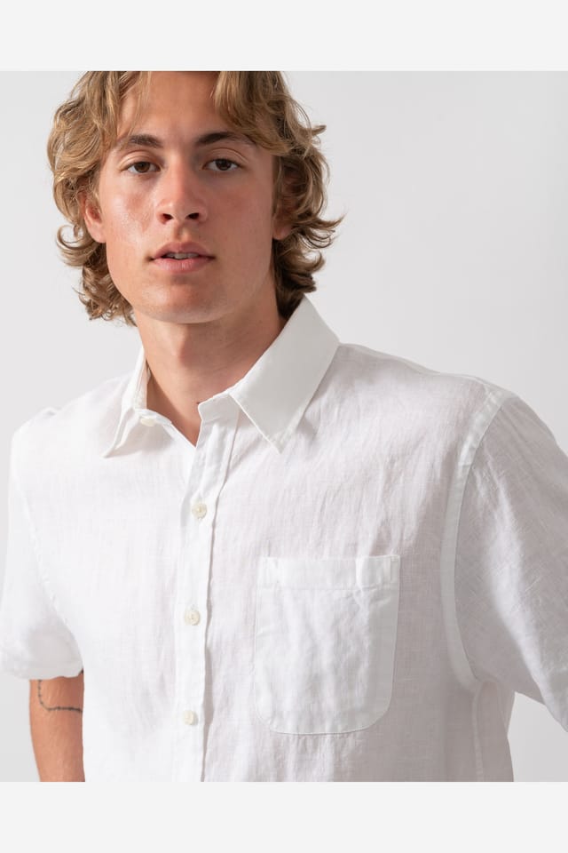 Colourful Standard Colourful Standard Men's Short Sleeve Collared Relaxed Fit Shirt in White - 3