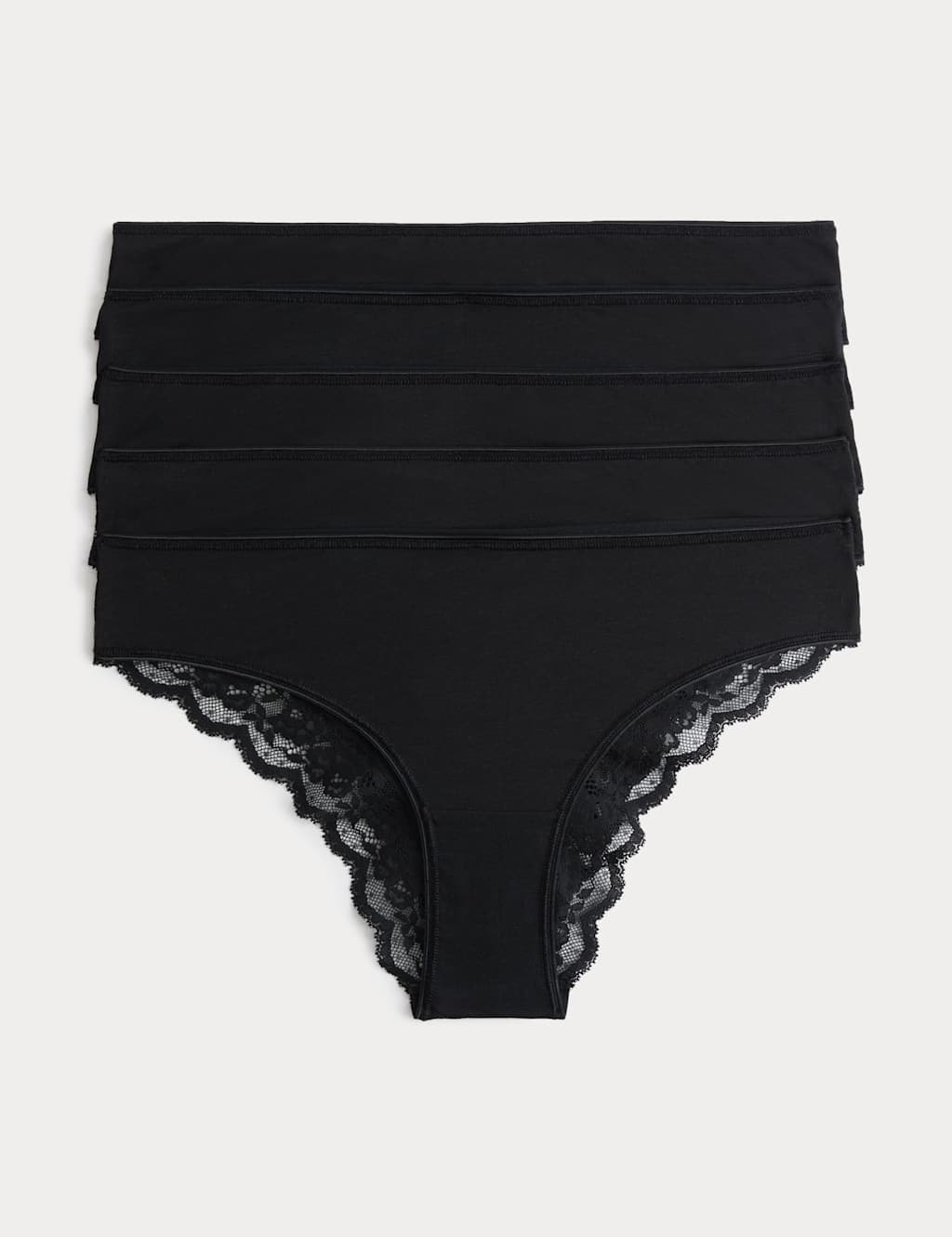 Marks & Spencer M&S 5pk Cotton Rich Printed Brazilian Knickers Black