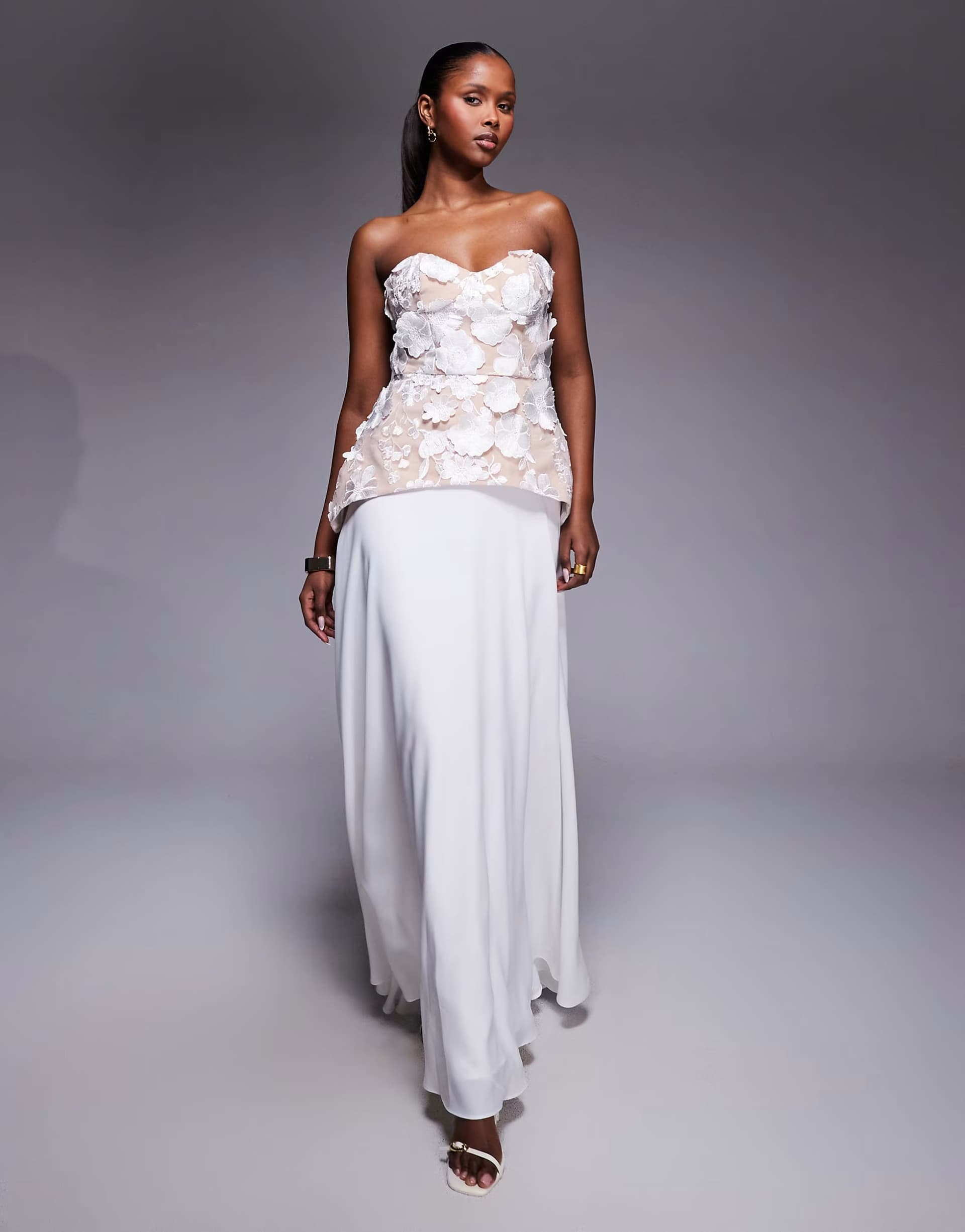 ASOS Jarlo Kay floral lace bustier maxi dress in ivory