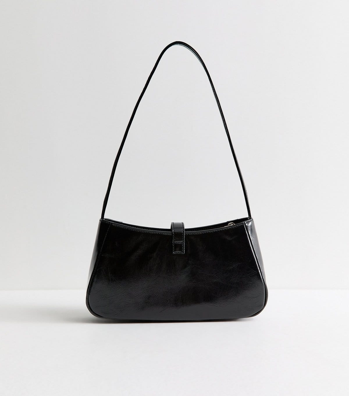 New Look Black Faux Leather Clip Detail Shoulder Bag Vegan New Look - 4