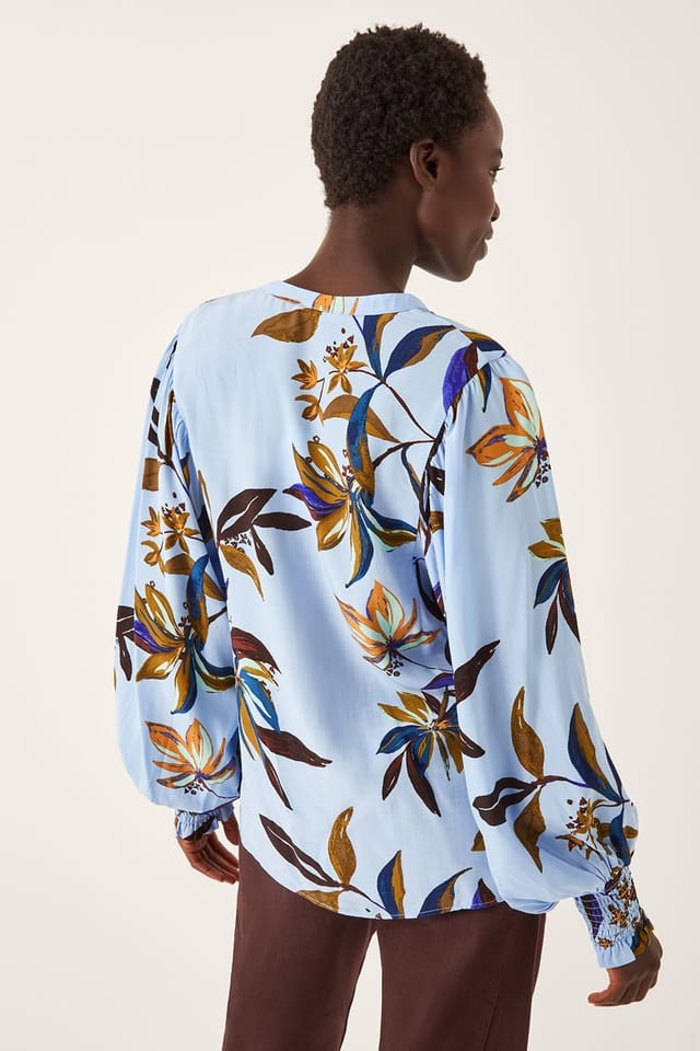 Monsoon Monsoon Women's Sonya Floral Print Blouson Blouse Blue - 2