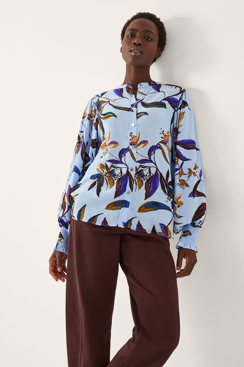 Monsoon Monsoon Women's Sonya Floral Print Blouson Blouse Blue - 4