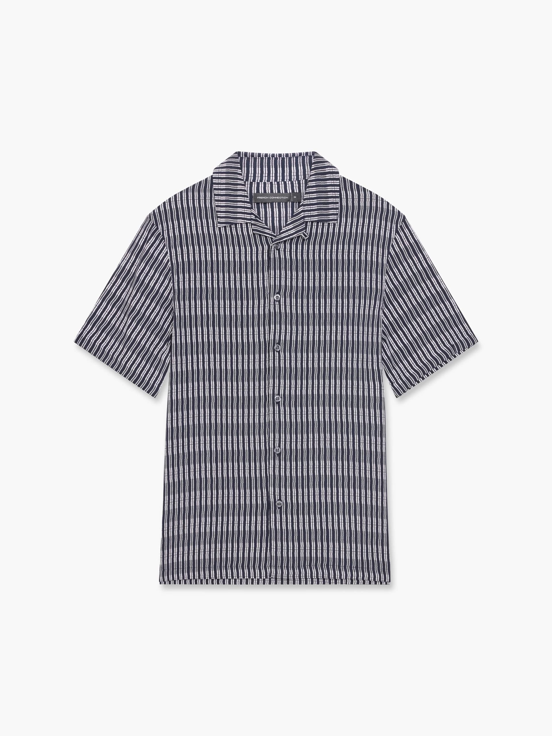 French Connection Horver Viscose Short Sleeve Shirt Marine Blue/Salt