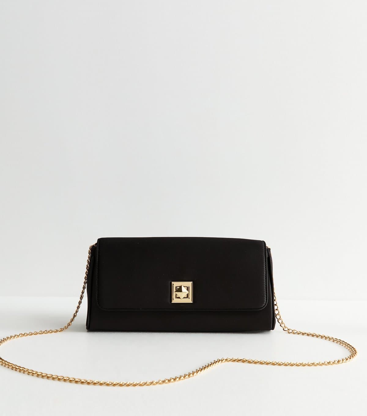 New Look Black Satin Twist Front Clutch New Look