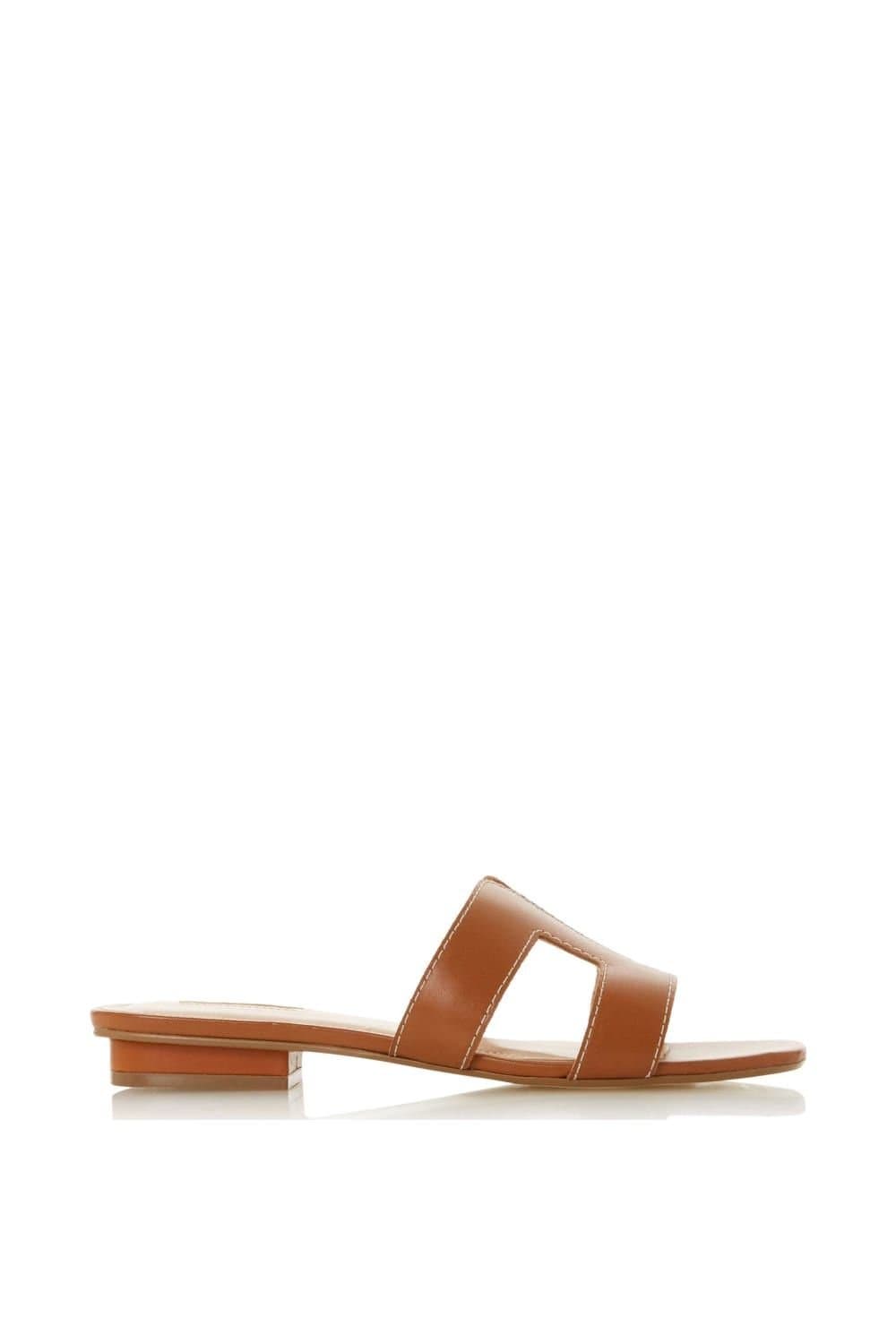 Dune London Dune London Women's Wide Fit 'Loupe' Leather Sliders in Brown