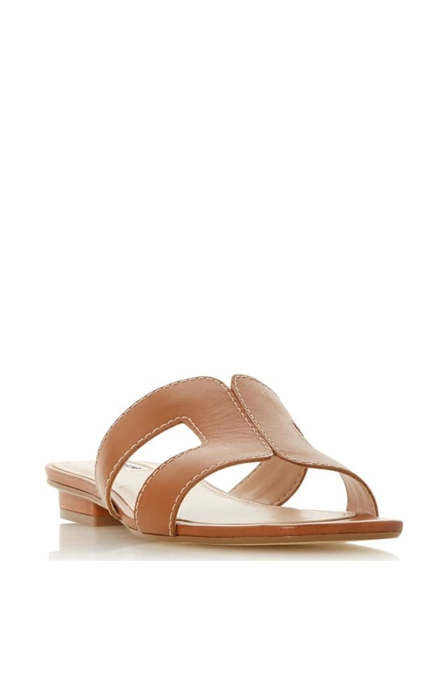 Dune London Dune London Women's Wide Fit 'Loupe' Leather Sliders in Brown - 2
