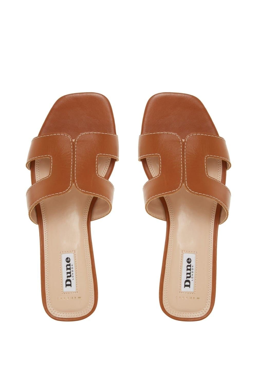 Dune London Dune London Women's Wide Fit 'Loupe' Leather Sliders in Brown - 4