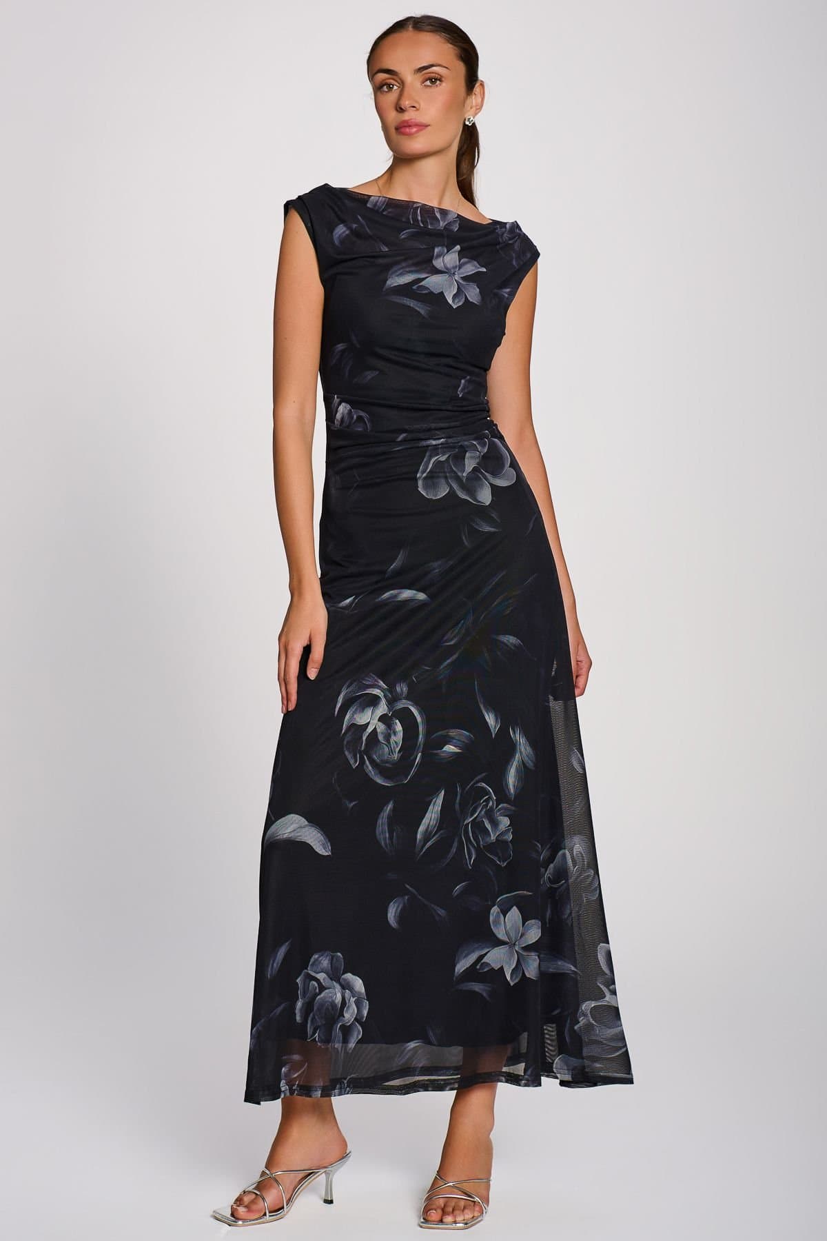 Jolie Moi Jolie Moi Women's Multiway Neckline Mesh Maxi Dress