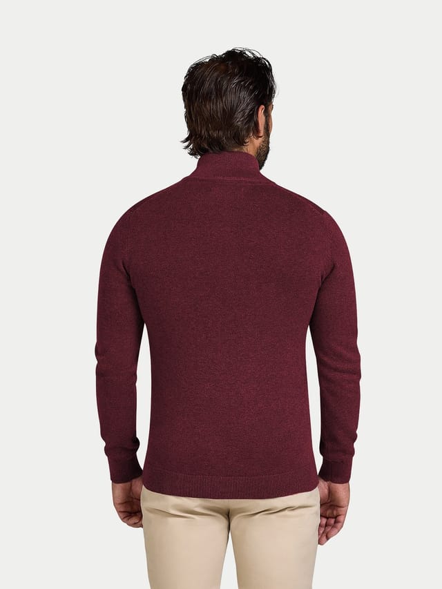 raging bull Raging Bull Men's Classic Quarter Zip Cotton/Cashmere Knit in Dark Red - 3