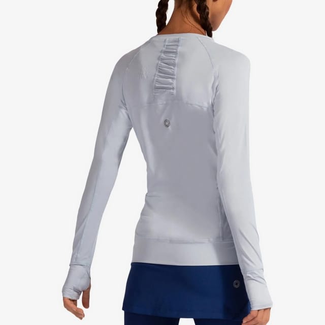 BloqUV BloqUV Women's Regular Fit UPF 50+ Sun Protection Ruched Long Sleeve Top in Light Grey - 2