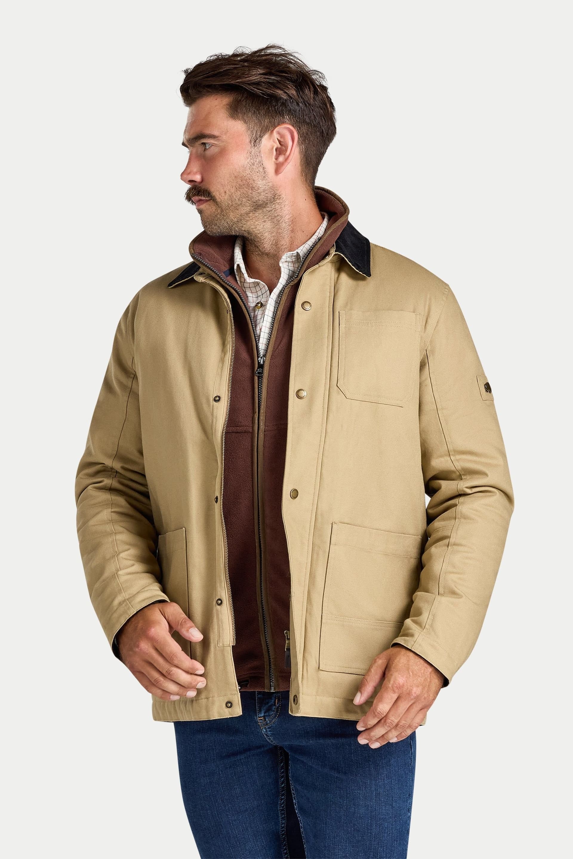 raging bull Raging Bull Men's Wadded Canvas Jacket in Beige