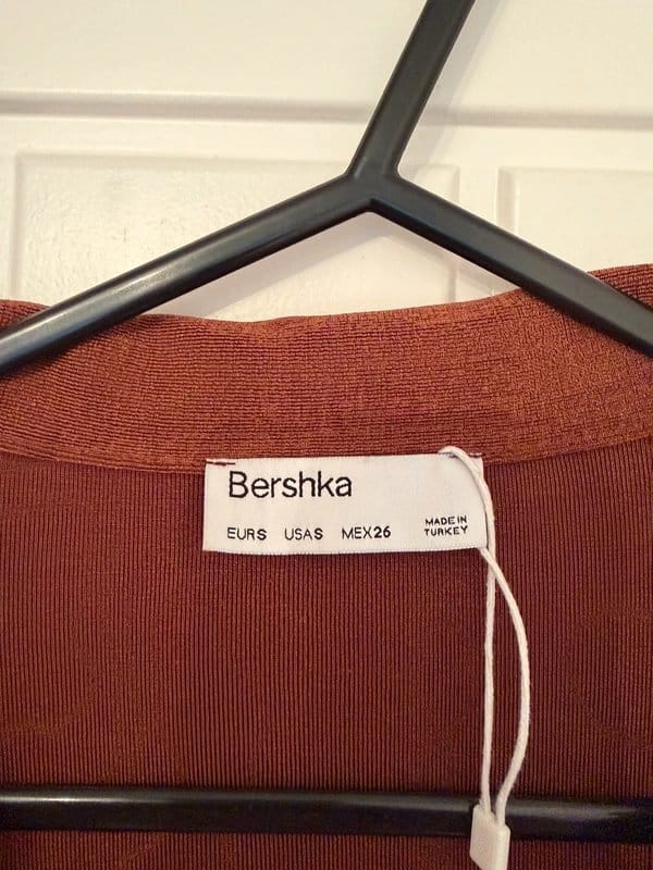 Bershka Brown Long Sleeve Ruched Bodysuit