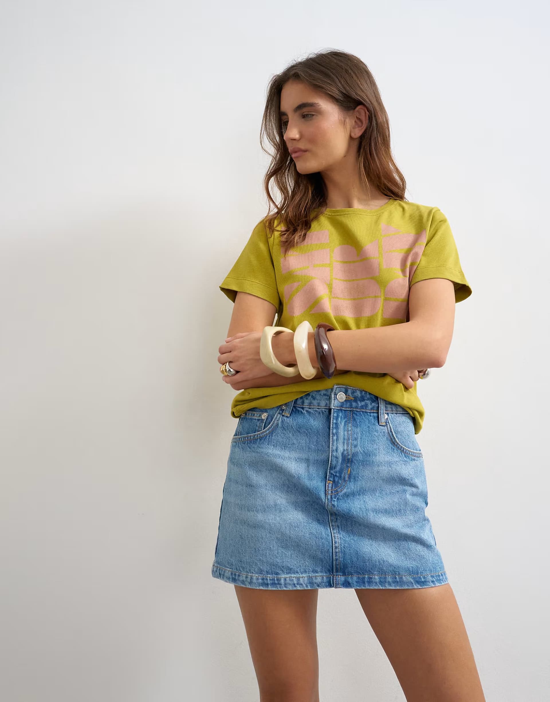 ASOS Topshop denim pelmet skirt in bleach