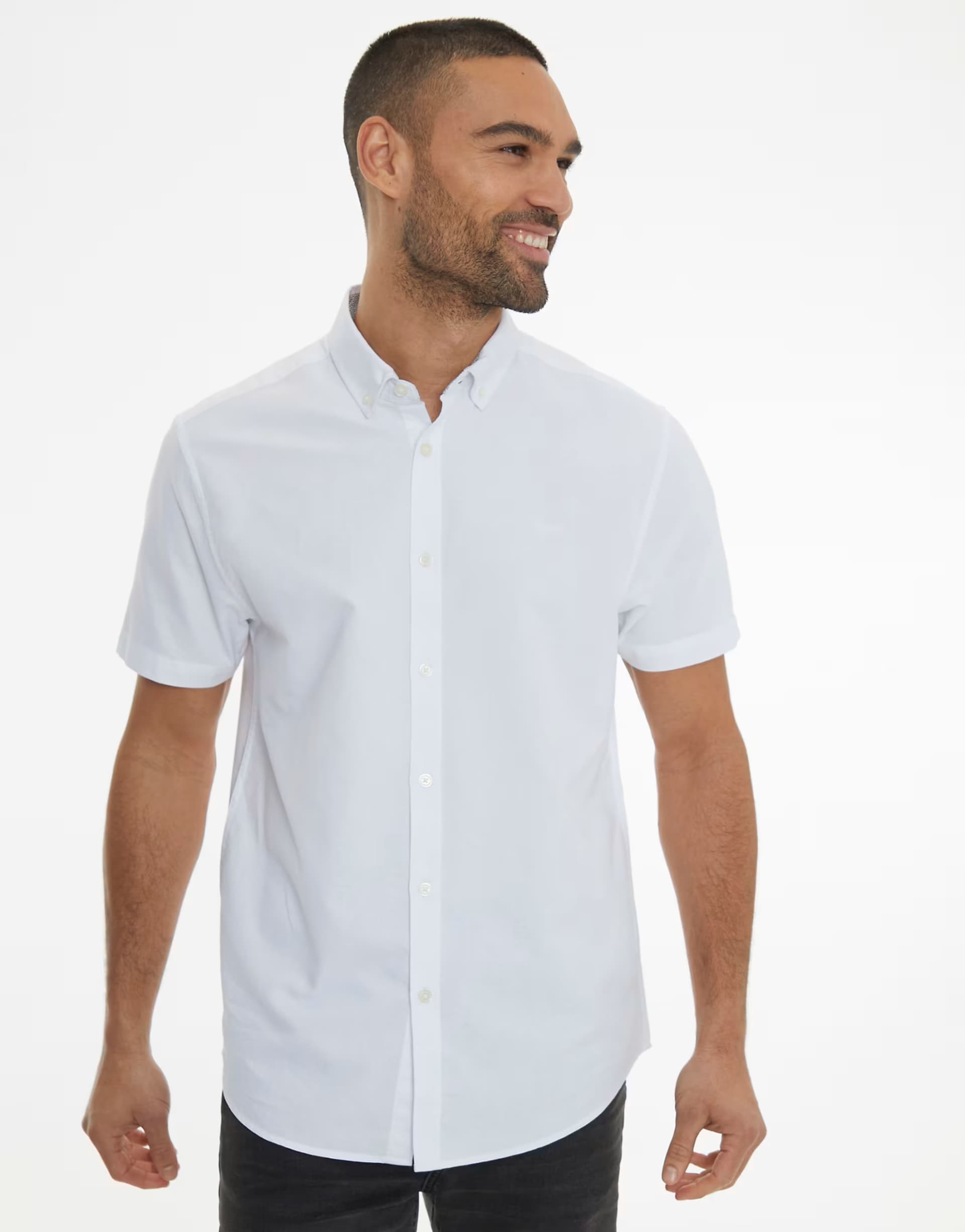ASOS Threadbare Oxford cotton short sleeve shirt in white