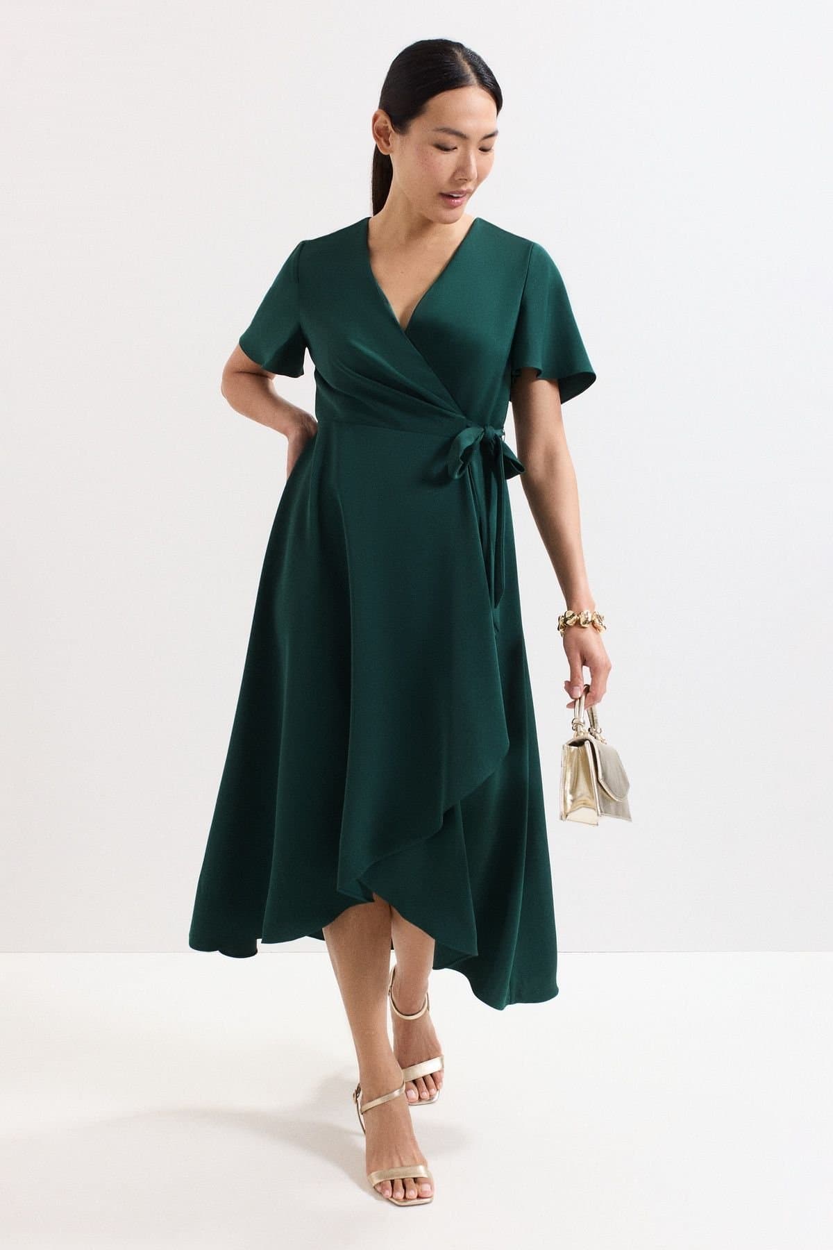Phase Eight Phase Eight Women's Julissa Wrap Midi Dress in Bottle Green