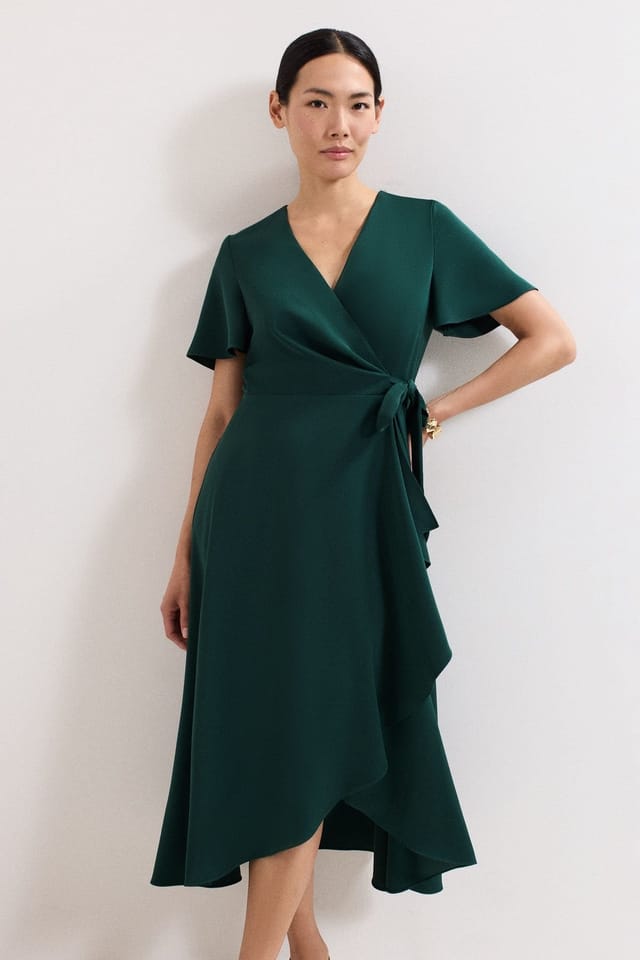 Phase Eight Phase Eight Women's Julissa Wrap Midi Dress in Bottle Green - 3