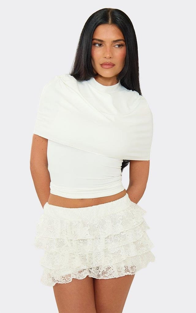 EGO Cape Sleeve Top In White, Women's Size UK 6 - 2