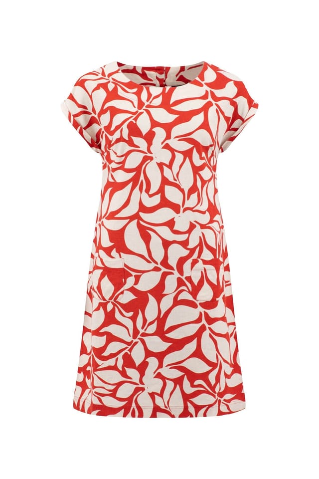 Weird Fish Weird Fish Women's Tampa Printed Linen Rich Dress in Red - 2