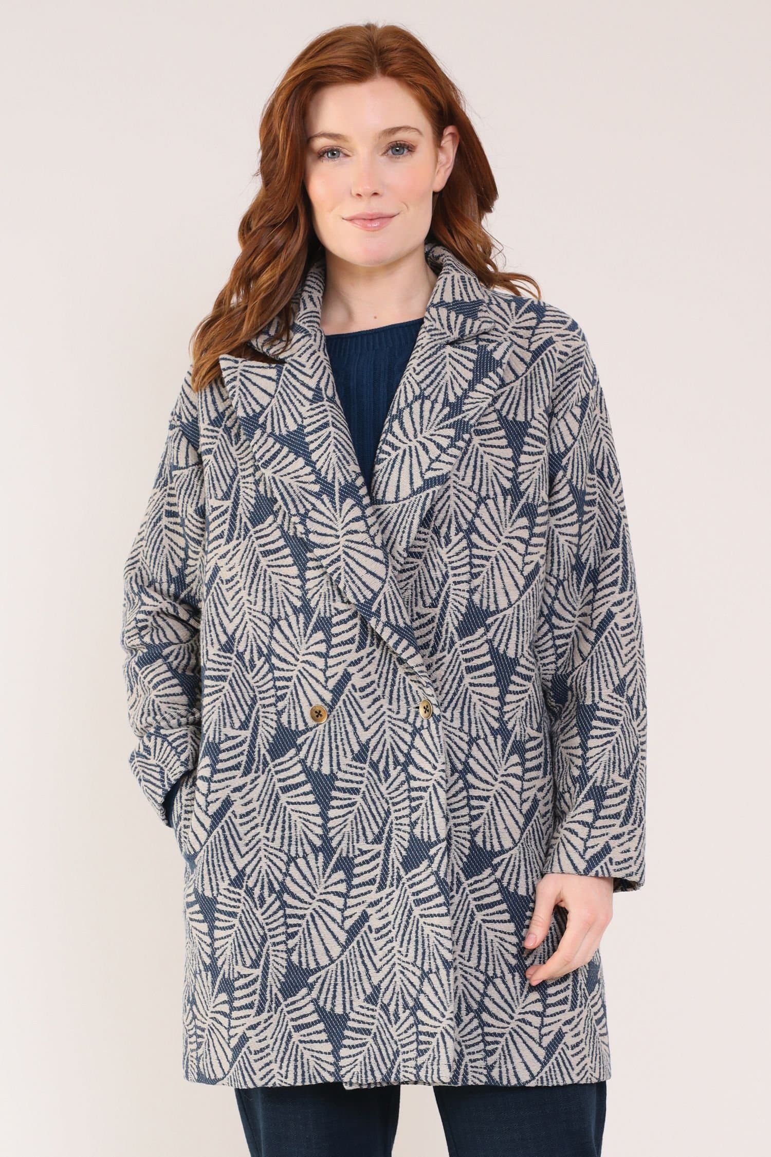 Nomads Clothing Nomads Clothing Women's Cotton Handloom Oversized Coat in Blue