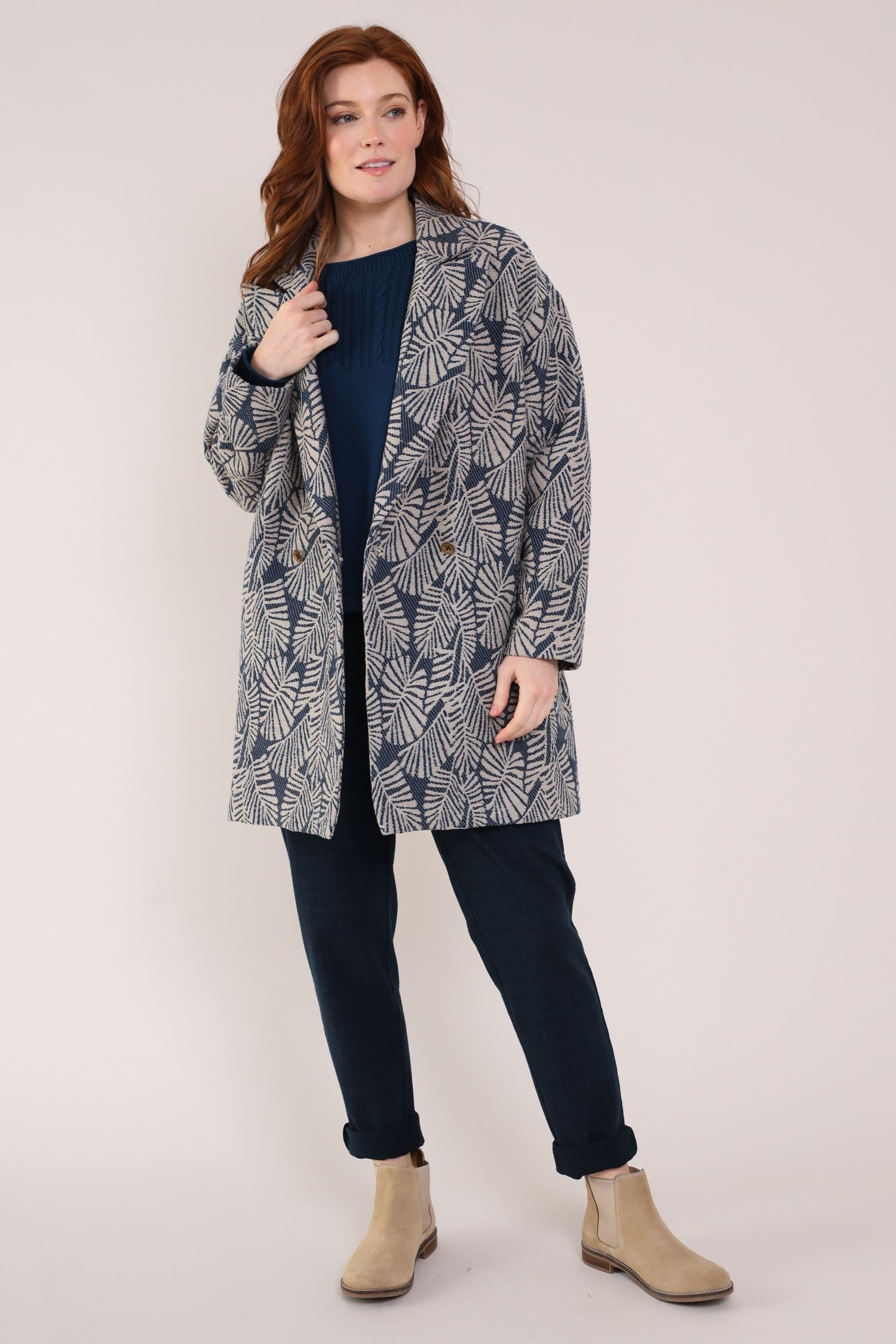 Nomads Clothing Nomads Clothing Women's Cotton Handloom Oversized Coat in Blue - 3