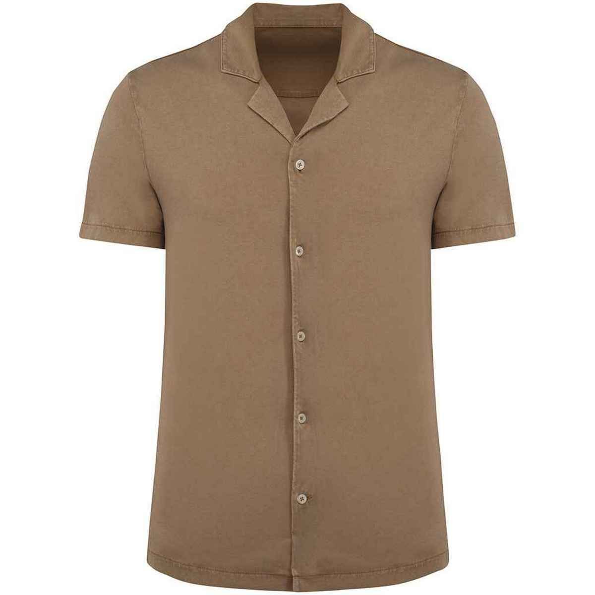 Spasso Spasso Men's Jersey Short-Sleeved Shirt in Light Khaki - 4
