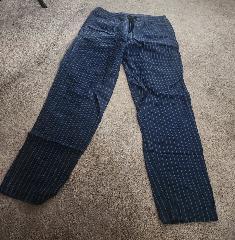 Ralph Lauren Polo Ralph Lauren Men's Tailored Prepster Pinstriped Linen Blend Slim Fit Drawstring Navy Pants XXL