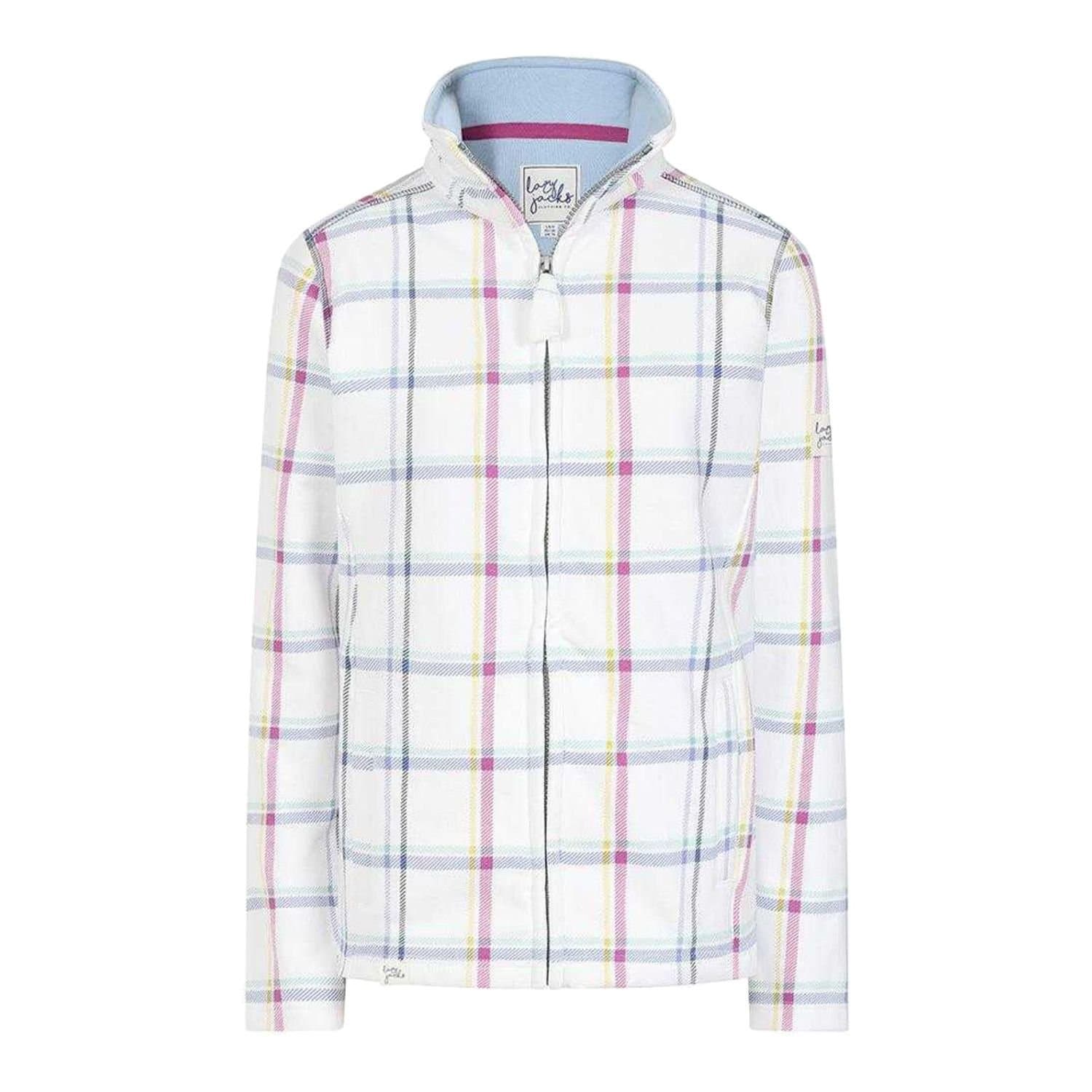 Lazy Jacks Lazy Jacks Women's Checked Full Zip Sweatshirt in White