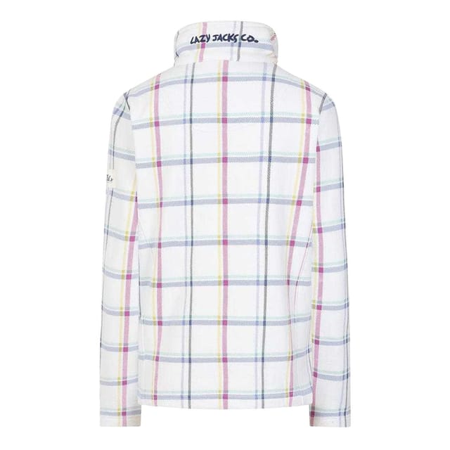 Lazy Jacks Lazy Jacks Women's Checked Full Zip Sweatshirt in White - 2